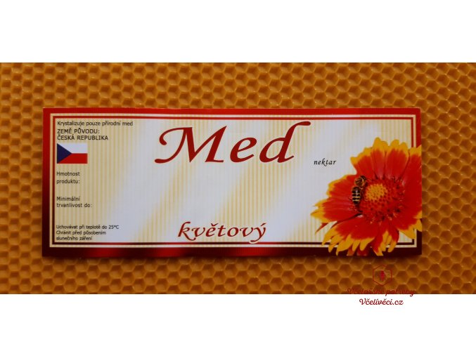 Etiketa samolepící MED květový - větší