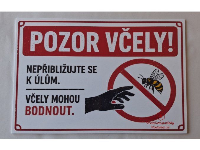 Cedule "Pozor včely" - bílá