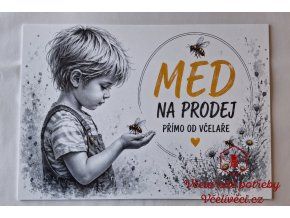 Cedule "Med na prodej" - chlapec