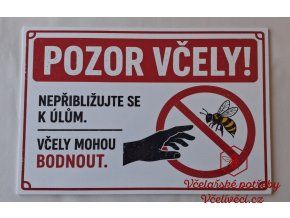 Cedule "Pozor včely" - bílá