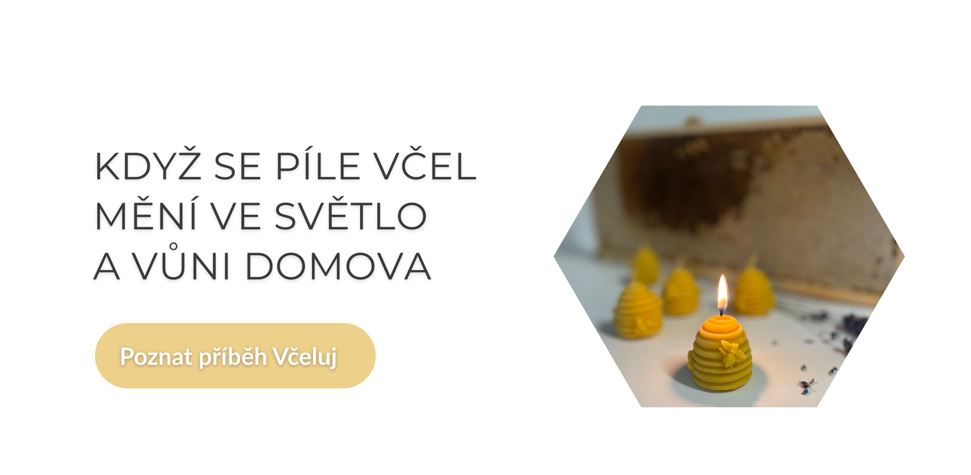Svíčka z pravého včelího vosku v přirozeném světle