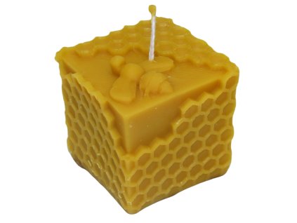 Svíčka ze včelího vosku Kostka se včelou