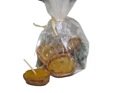 Svíčka skořápka, lodička ze včelího vosku  Bal po 6 ks