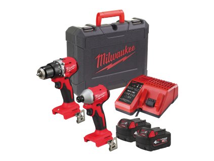 M18™ sada kompaktního bezuhlíkového nářadí (M18 BLPDRC, M18 BLIDRC), w/2xM18B4, M12-18C