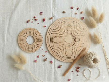 Sada dřevěných obručí na macrame