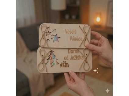 Vánoční dřevěné obálky na peníze