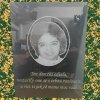 Skleněná náhrobní deska, 30x20, text s ornamentem