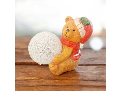 LED dekorácia – medvedík so svetelnou guľou