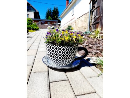 Šálka s podšálkou Čiernobiela-veľká