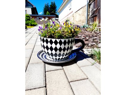 Šálka s podšálkou Čiernobiela2-veľká