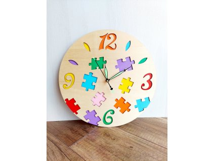 Drevené hodiny Puzzle