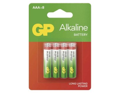 Alkalická baterie GP Alkaline AAA (LR03), 8 ks