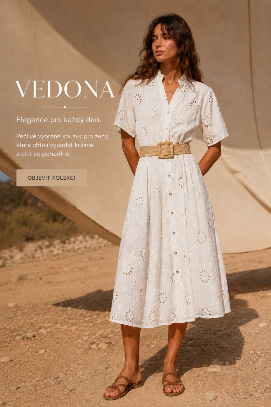 Elegantní bílé letní šaty Vedona