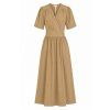 Elegantné dlhé zavinovacie šaty BEIGE 4