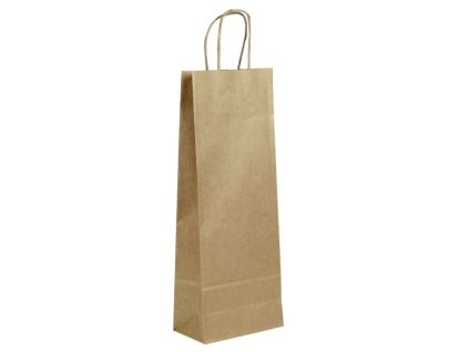 Papierová taška 14+8x39 cm hnedá, extra pevná ryhovaná na fľašu krútené ucho 25ks