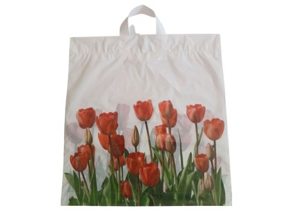 LDPE taška 42+5x47 cm s potlačou Tulipány EXTRA PEVNÁ 25ks