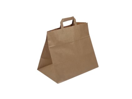 Papierová taška 32+21x33 cm hnedá, extra široké dno ploché ucho 50ks