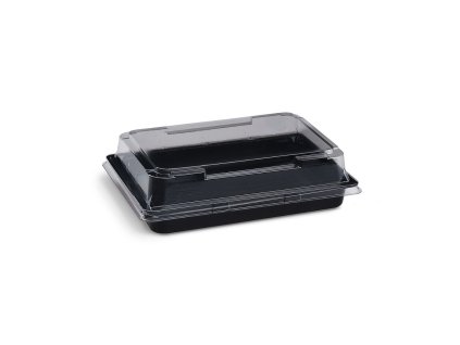 Miska na Sushi (PET) čierna 163x113x17 mm + viečko, 500 sád