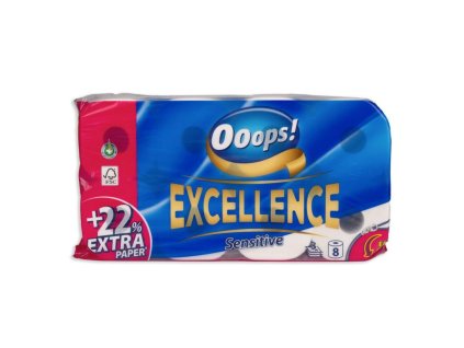 Toaletný papier Ooops! Excellence Sensitive 3vrstv. 8ks