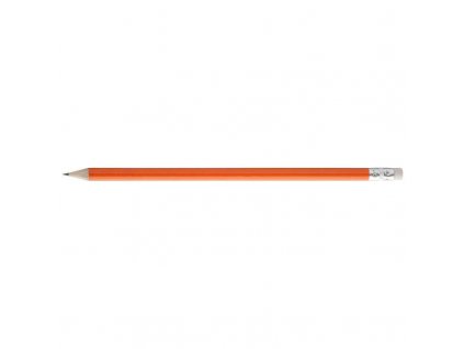 Dřevěná kulatá grafitová tužka GODIVA s gumou, oranžová