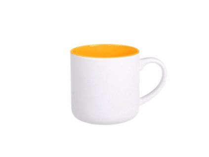 Matný bílý hrnek, žlutý uvnitř