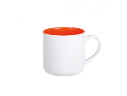 Matný bílý hrnek, oranžový uvnitř
