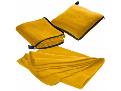 Fleecová deka / polštářek 2v1, žlutá