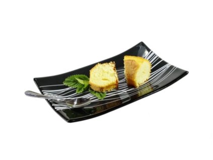 Mísa skleněná obdélníková, tmavě šedá