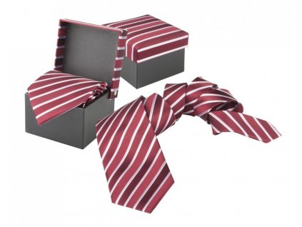 Kravata ANDRÉ PHILIPPE bordó pruhovaná