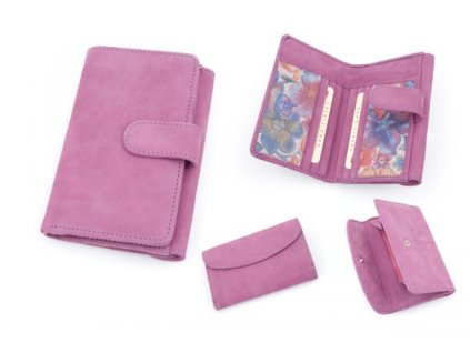 Peněženka dámská kožená, růžová