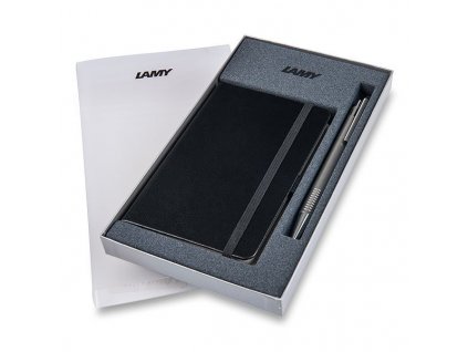 Dárková sada LAMY Logo Brushed Steel se zápisníkem