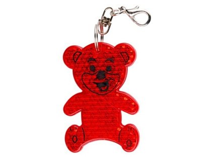 TEDDY RING reflexní přívěsek na klíče, červená