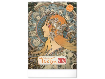 Nástěnný kalendář Alfons Mucha 2024, 33 × 46 cm