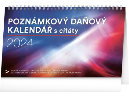 Stolní kalendář Poznámkový daňový s citáty 2024, 25 × 14,5 cm