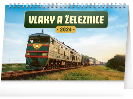 Stolní kalendář Vlaky a železnice 2024, 23,1 × 14,5 cm