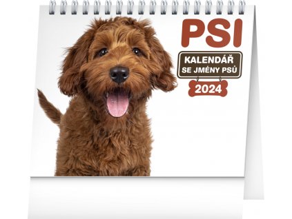 Stolní kalendář Psi – se jmény psů 2024, 16,5 × 13 cm