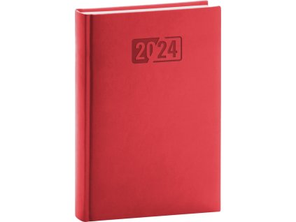 Denní diář Aprint 2024, červený, 15 × 21 cm