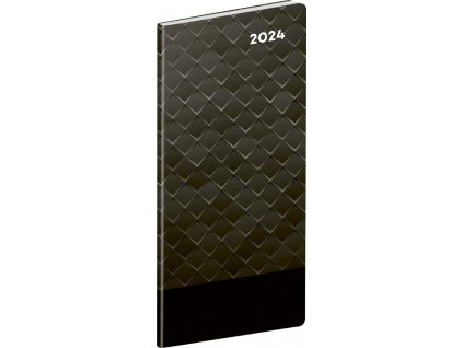 Kapesní diář Černý kov 2024, plánovací měsíční, 8 × 18 cm