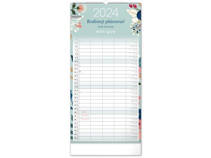 Nástěnný plánovací kalendář Květy 2024, 21 × 42 cm