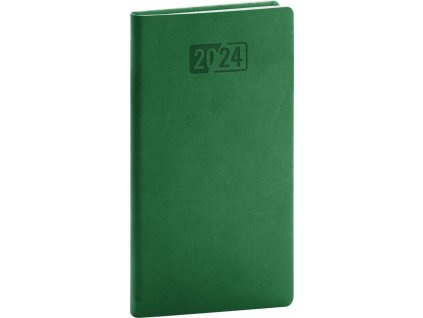 Kapesní diář Aprint 2024, zelený, 9 × 15,5 cm