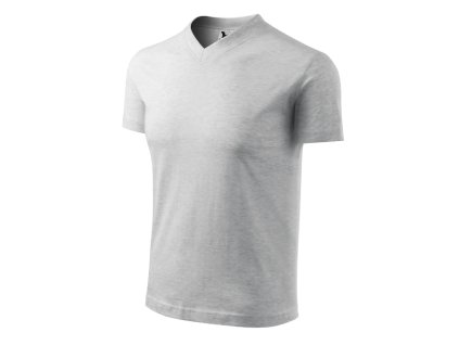 V-neck tričko unisex světle šedý melír (Varianta S)