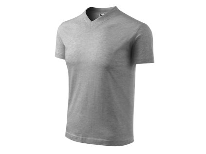V-neck tričko unisex tmavě šedý melír (Varianta S)