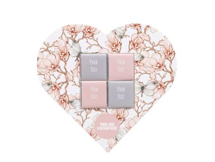 SADA ČTVERCOVÝCH ČOKOLÁD V OBÁLCE VE TVARU SRDCE