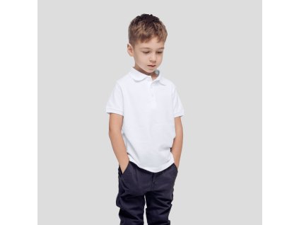 Dětská bílá polokošile "keya" YPS180 100% kroužkovaná bavlna, piqué 180 g/ m2 (Barva BÍLÁ, Velikost L)