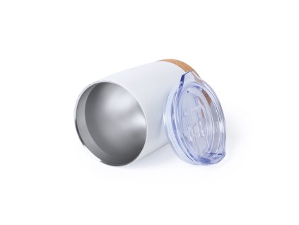 Izolovaný pohár Nerux z nerezové oceli/korku (Barva BÍLÁ, Velikost S/T)