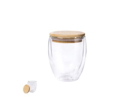 Izolovaný pohár Nystre Borosilikátové sklo / Bambus (Velikost S/T)