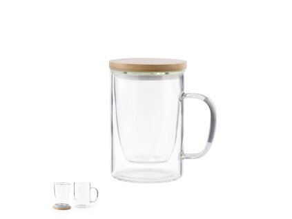 Hrnek na čaj Mastný Borosilikátové sklo / Bambus (Velikost S/T)