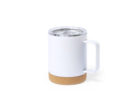 Izolovaný hrnek Loret z nerezové oceli/korku (Barva BÍLÁ, Velikost S/T)