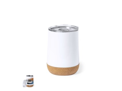 Sublimační izolovaný pohár Barker z nerezové oceli/korku (Barva BÍLÁ, Velikost S/T)