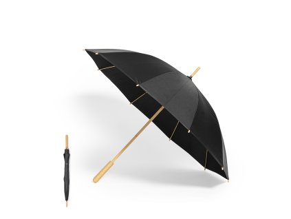 Deštník Gotley Pongee 190T RPET. Žebra ze skelných vláken (Barva BLACK, Velikost S/T)